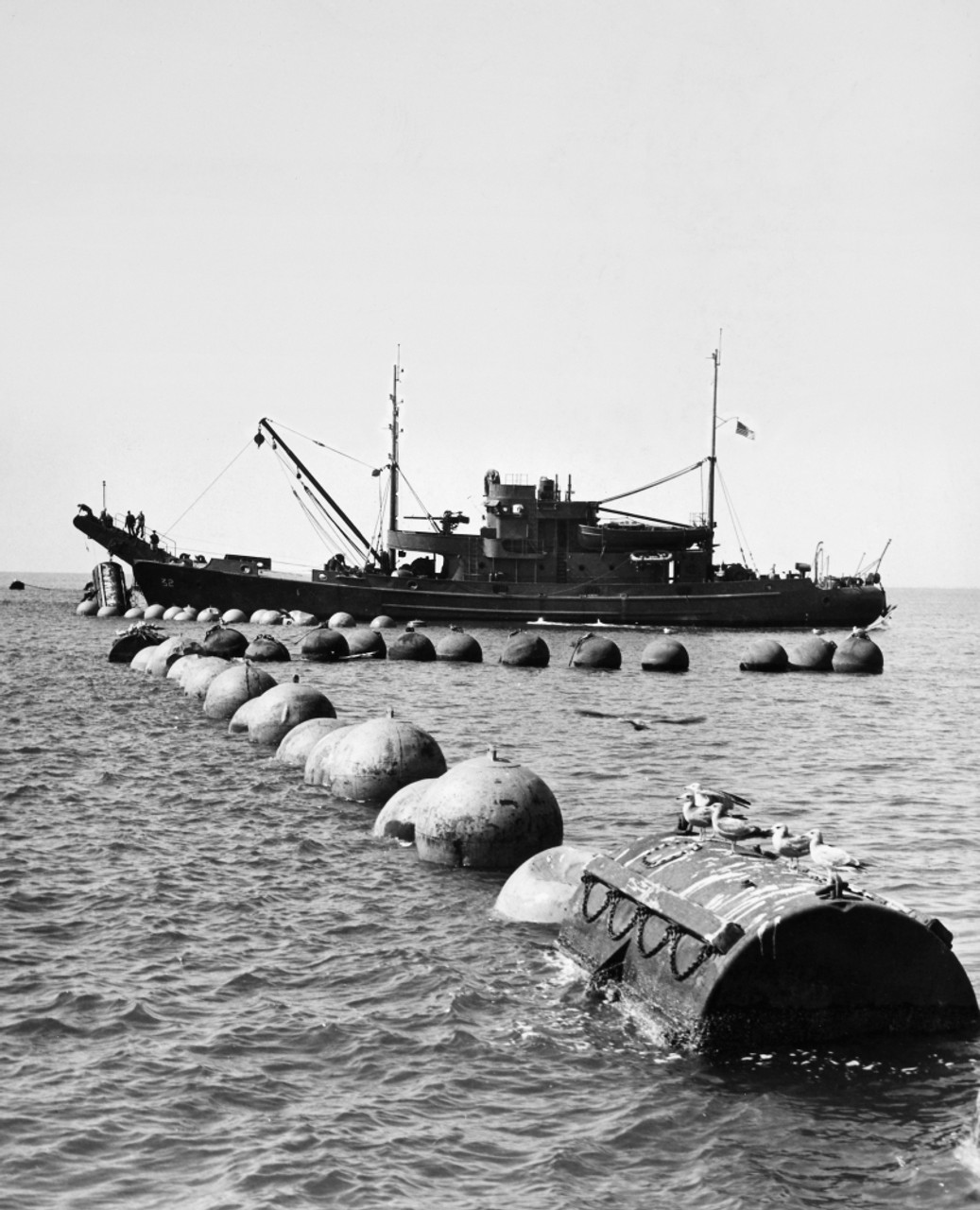 World War Ii: Torpedo Net. /Na U.S. Navy Ship Laying An Anti