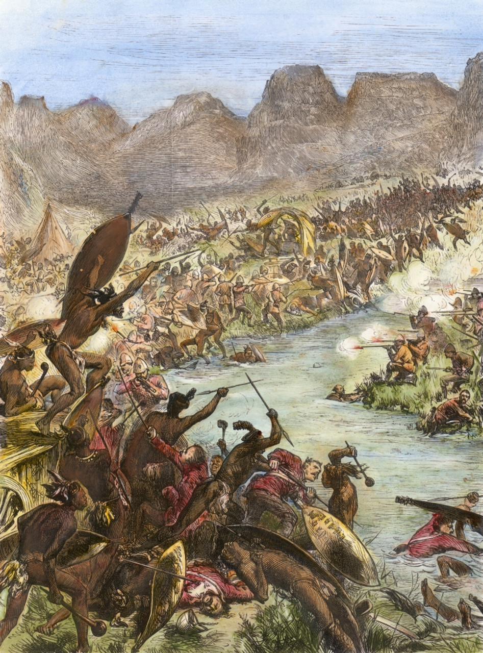 Zulu War, 1879. /Nzulu Warriors Attack An Escort Of The 80Th