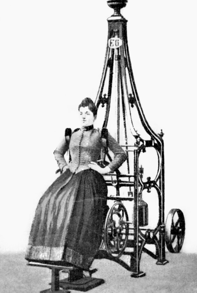 Zander Exercise Exercise Machine, 1896. /N'Developing The Chest.' Curative Gymnastics ...