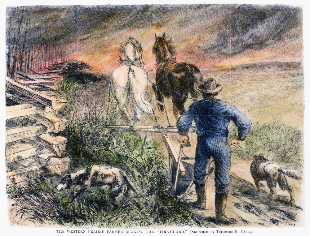 Plowing, 1868. /Nan American Farmer On The Western Prairie Plowing