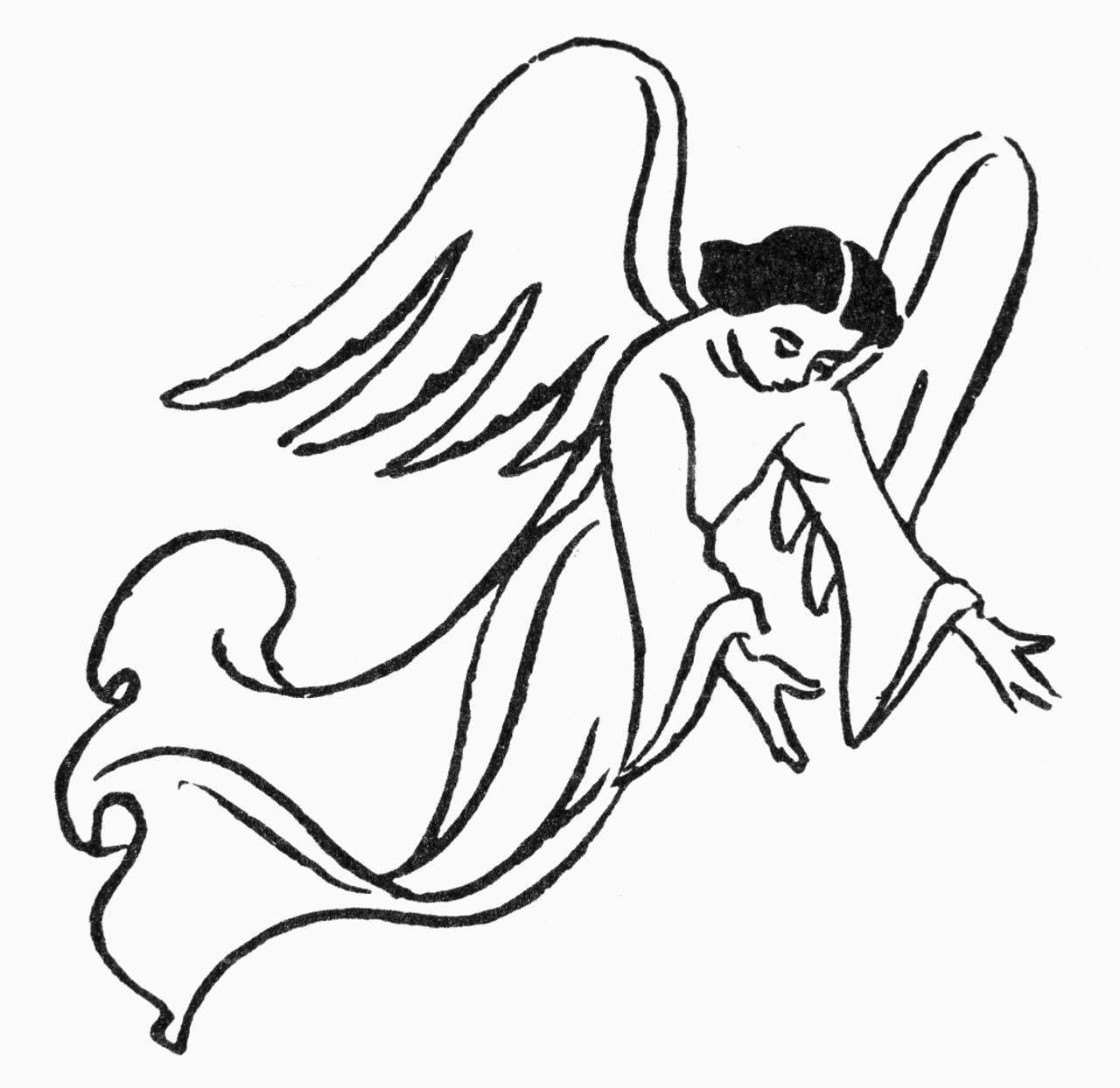 guardian angel drawings black and white