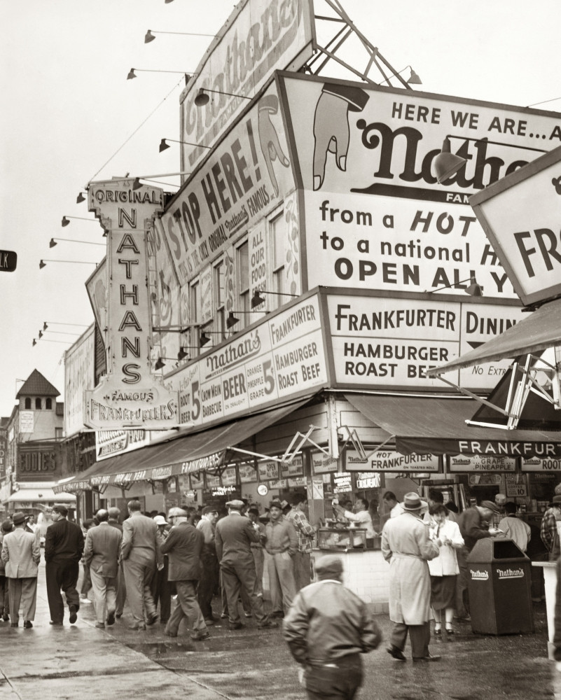 Nyc: Nathan'S, /Na Crowd Outside Of Nathan'S Famous In Coney