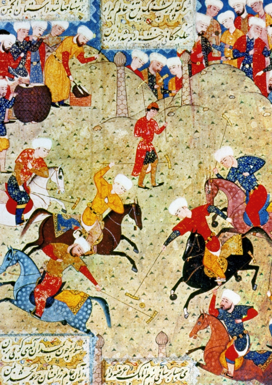 The Game of Polo, Miniature from a Shahnama, circa 1670' Giclee