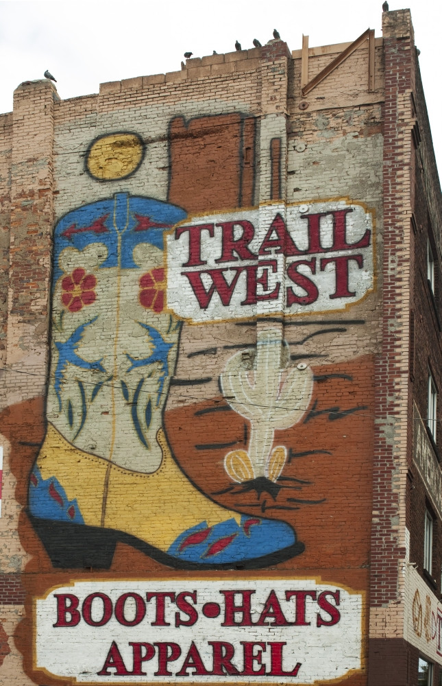 Trail West Boots, Hats, Apparel, mural in downtown Nashville, Tennessee