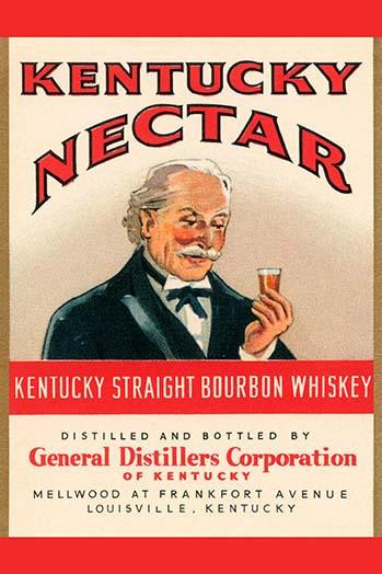 A bottle label for Kentuck straight bourbon whiskey sold ...