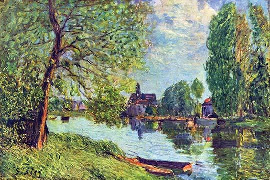 River landscape at Moret-sur-Loing Poster Print by Alfred Sisley