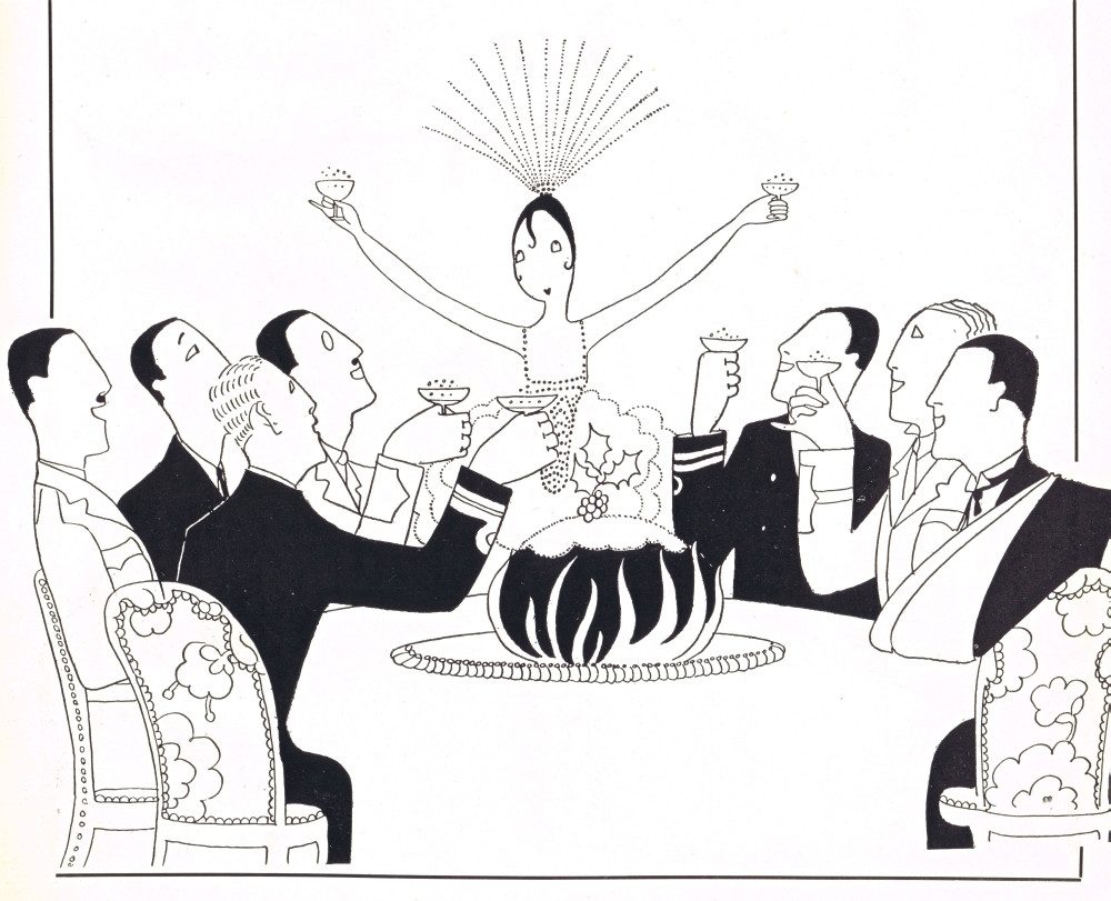 art deco people drawing