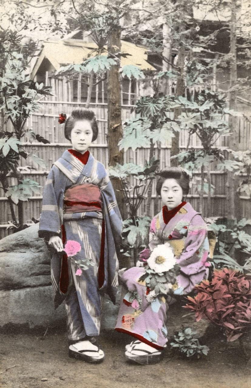 Two Japanese Geisha Girls Wearing Kimonos Poster Print By Mary Evans / Grenville Postcard Collection - Item # VARMEL10957667 Posterazzi