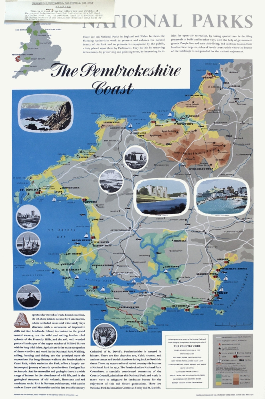 Map Of Pembrokeshire Coast Map Of The Pembrokeshire Coast Poster Print By Mary Evans Picture  Library/Onslow Auctions Limited - Item # Varmel10645818 - Posterazzi