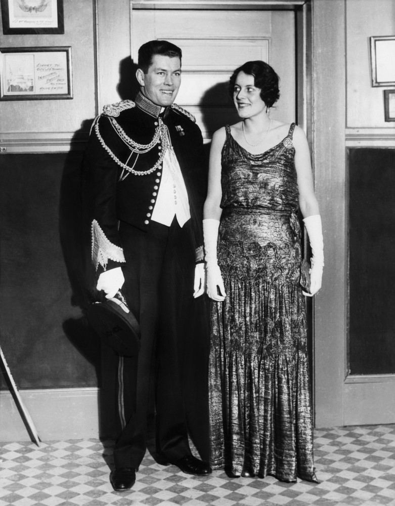Gene Tunney And Wife Polly Lauder Tunney In Formal Attire. He Is Wearing A  Dress Uniform