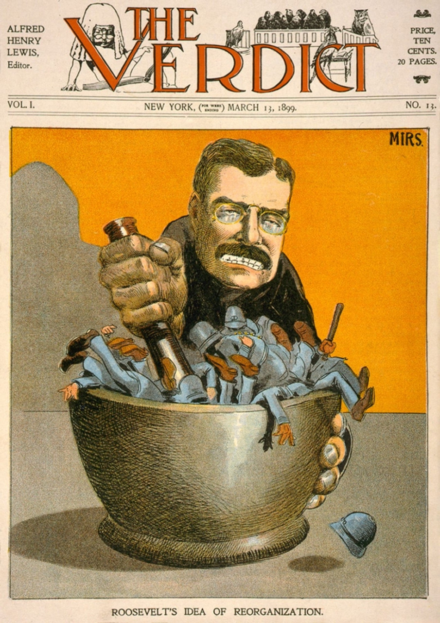 Theodore Roosevelt como dos caras de una pieza de juego de Ajedrez Jano, en  PUCK Mag. Cartoon, 9 de noviembre de 1910. A la izquierda está el Roosevelt  National Salvador; a la