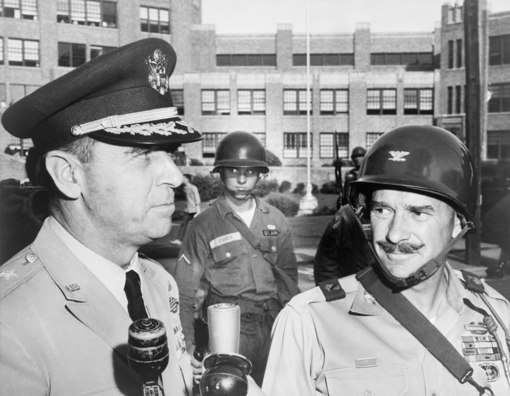 General Edwin Walker With Col. William Kuhn Outside Central High School ...