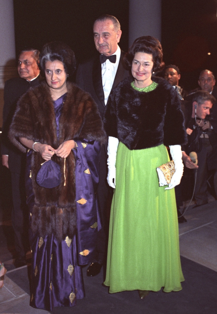 Indira Gandhi With President And Lady 