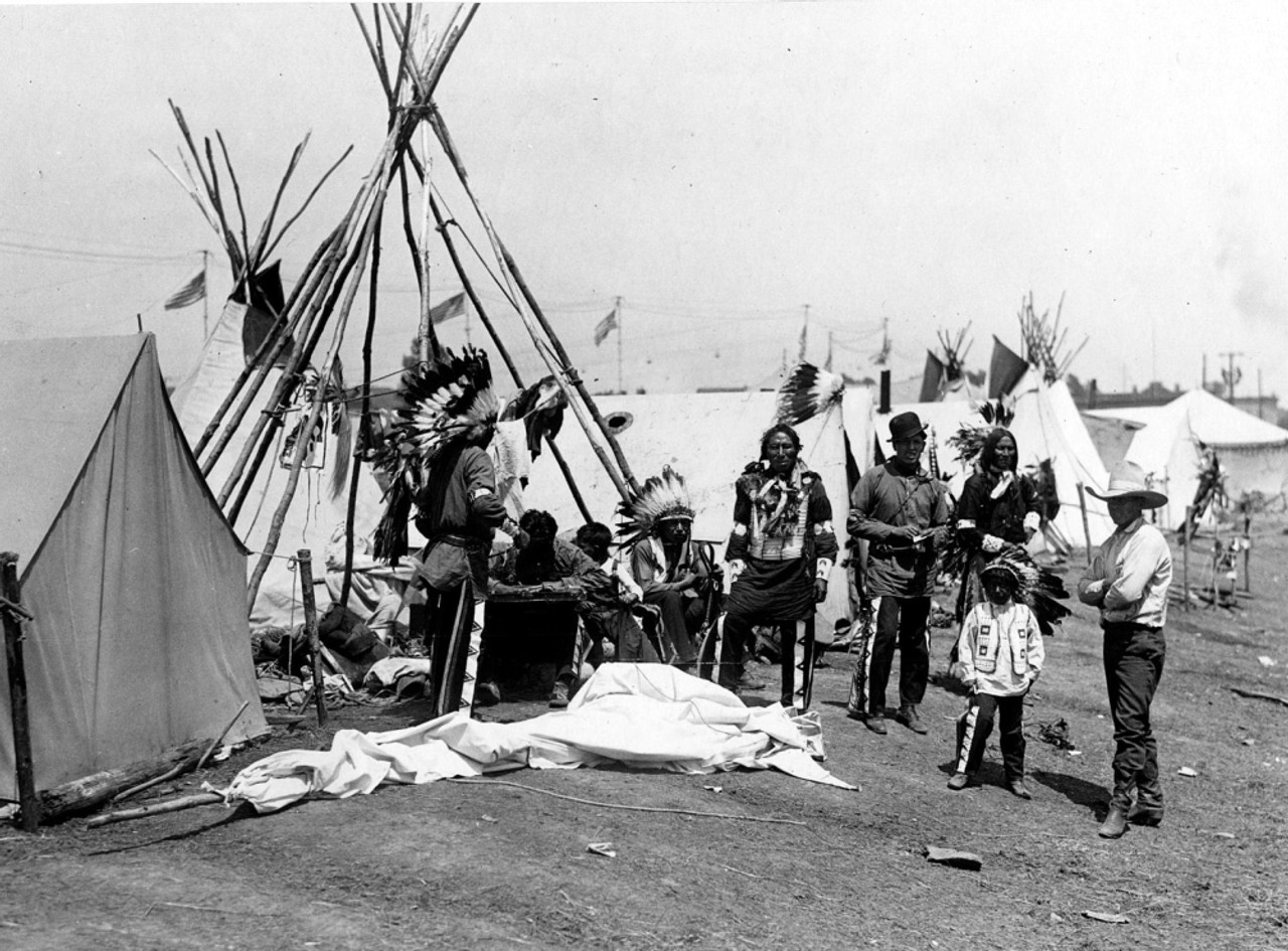 Sioux Indians-A Group Of Sioux Indians In Their Village Setup In