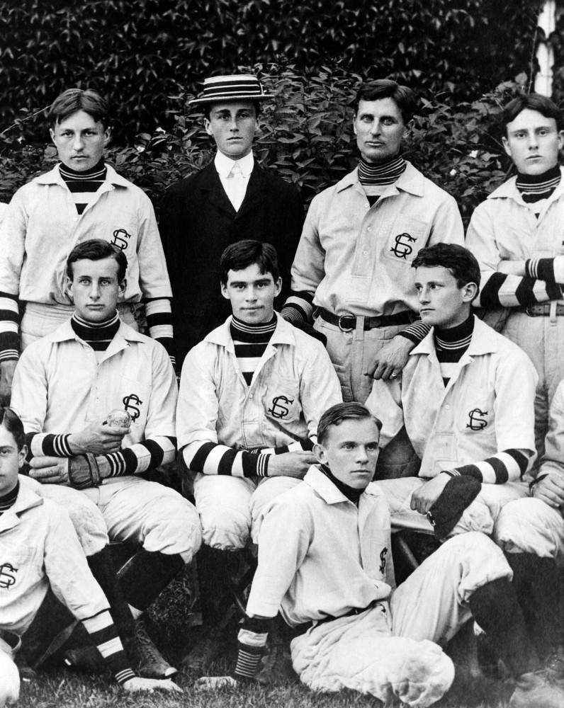 Franklin Roosevelt With His School Baseball Team In Groton History