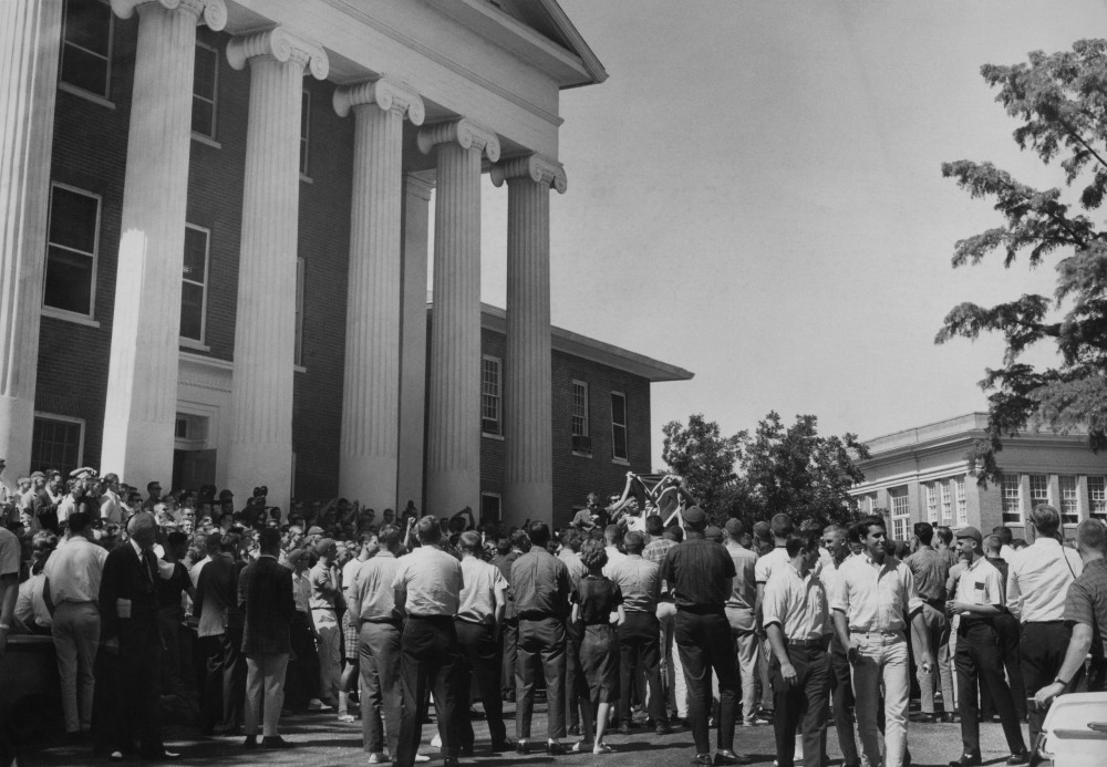 Us Civil Rights. A Crowd Of Students Gathering Outside The Lyceum ...