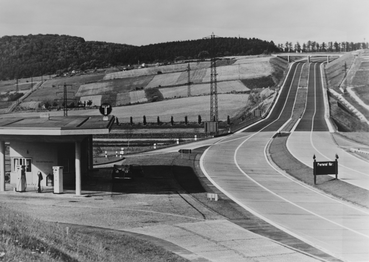 Service Station Of The German Autobahn A Four Lane Divided