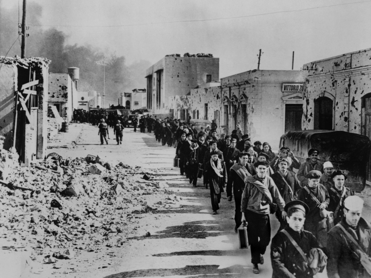 Italian Naval Prisoners March Through Tobruk On Their Way