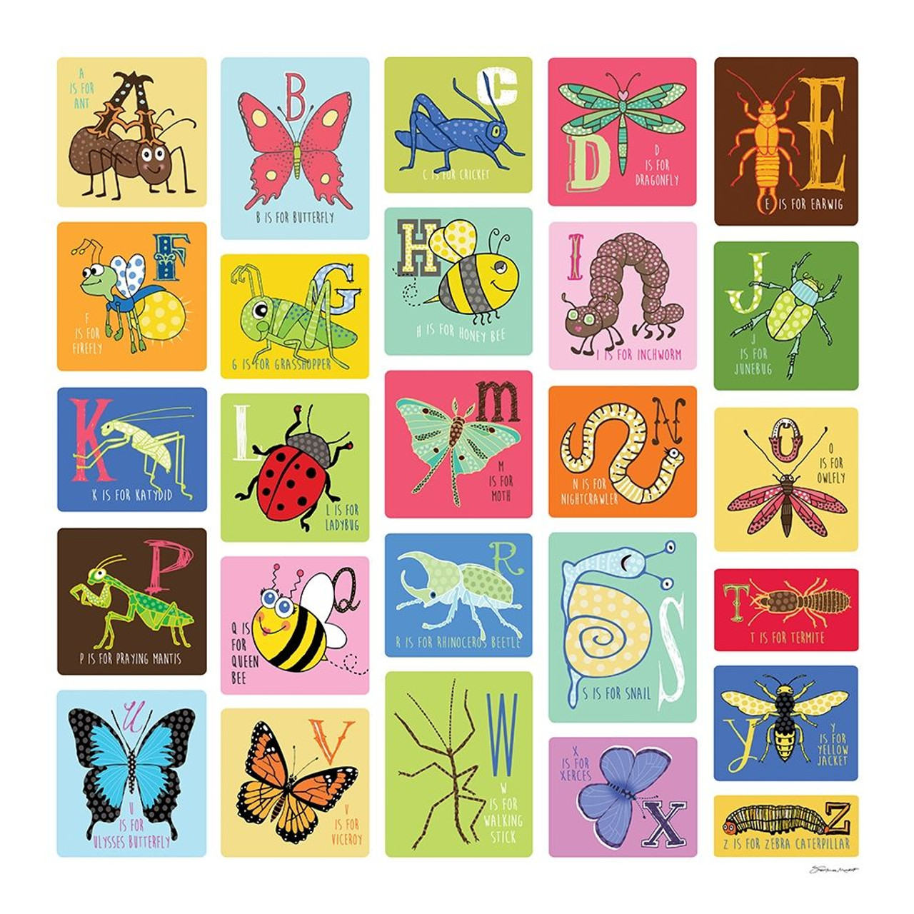 Bug Alphabet Poster Print by Stephanie Marrott - Item # VARPDXSM1508035 -  Posterazzi