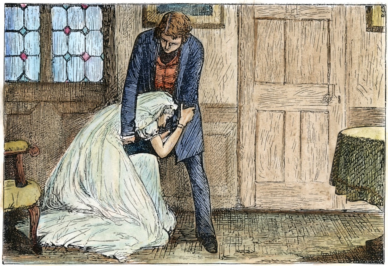 Great Expectations, 1861. /N'I Entreated Her To Rise.' Pip (Philip Pirip)  Attempts To Comfort Miss Havisham In 'Great Expectations' By Charles