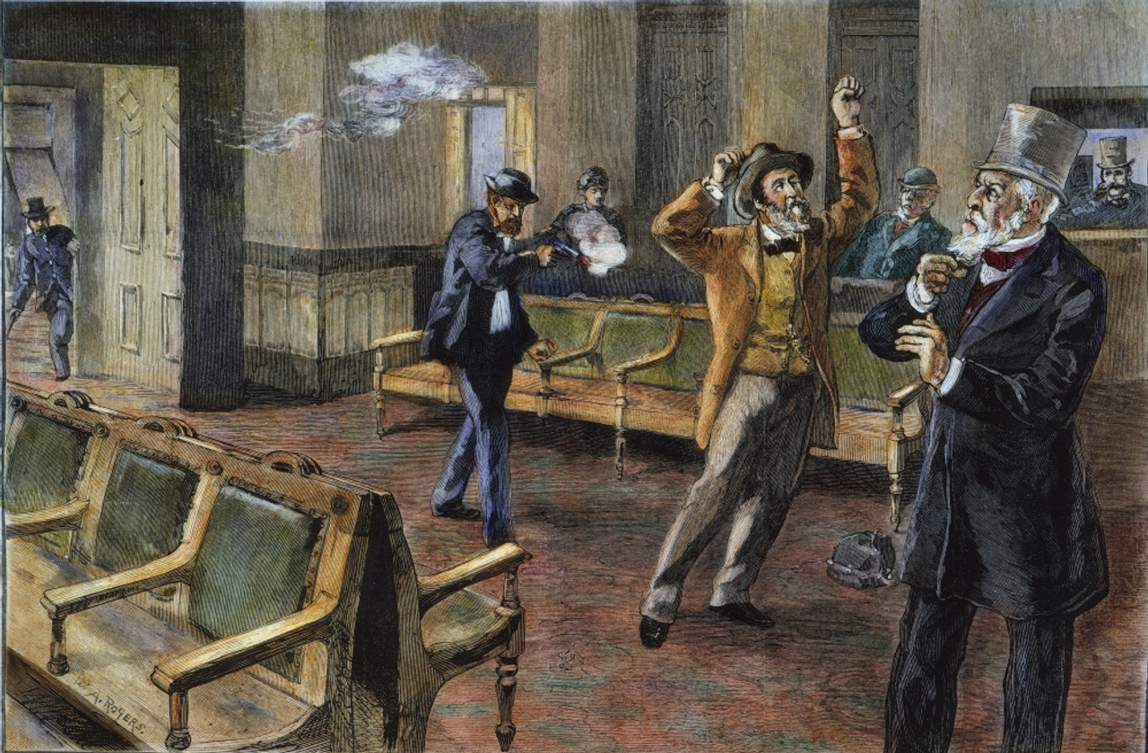 Garfield Assassination. /Ncharles J. Guiteau Shooting President James A. Garfield At The Old Baltimore & Potomac