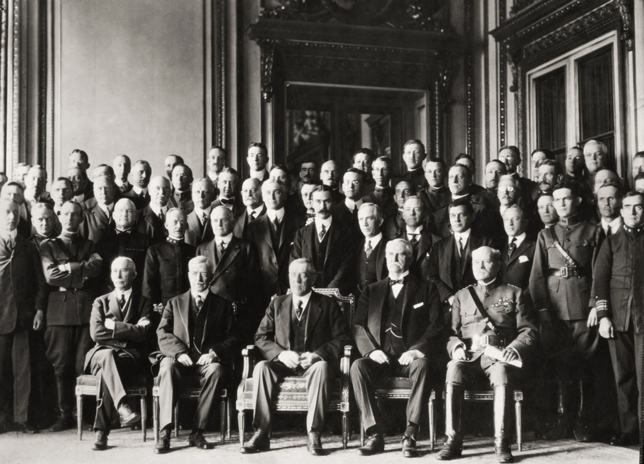 Paris Peace Conference. /Nthe American Delegation, Seated, Left To Right -  Colonel Edward Mandell House, Secretary Of
