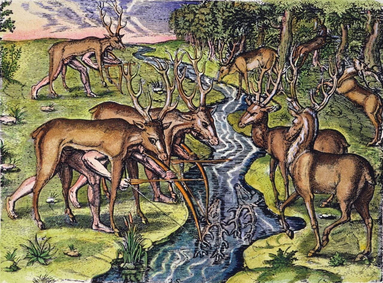 native american indians hunting deer