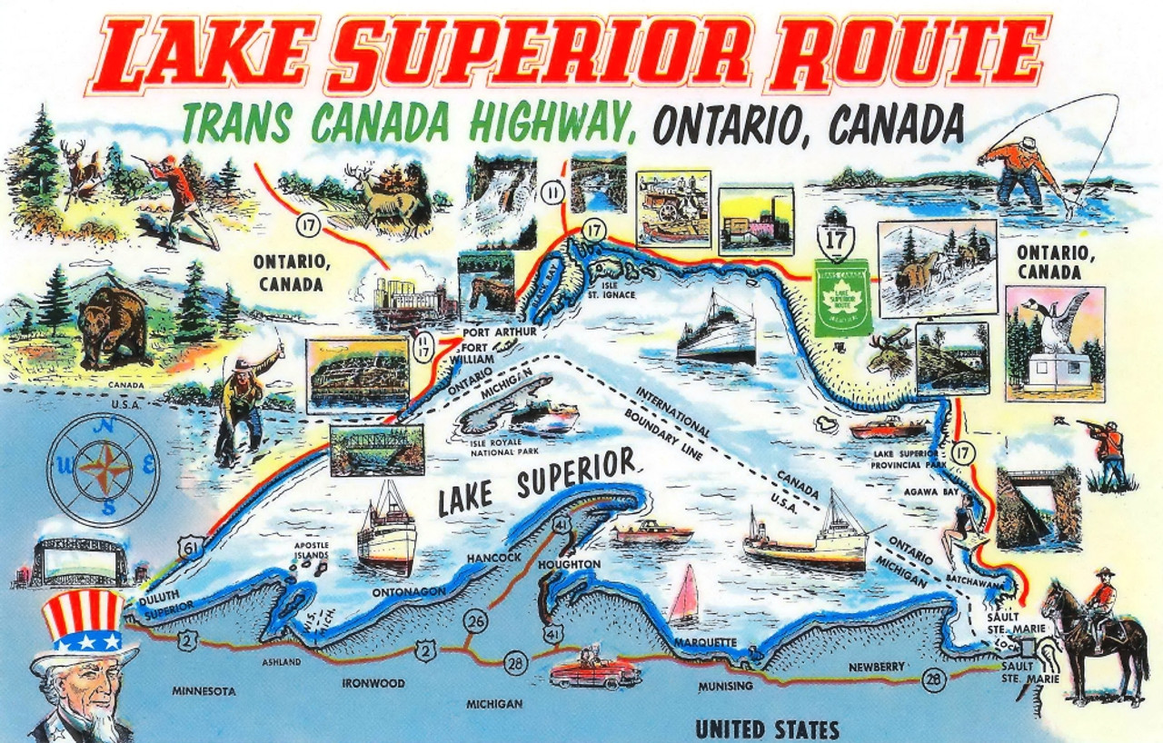 lake superior map poster