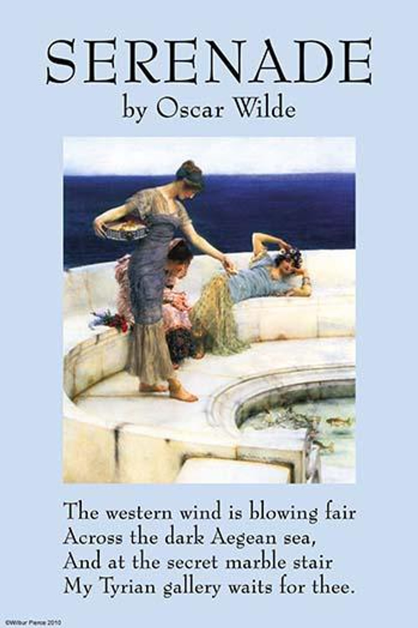 Illustrated by "Silver Favorites" by Alma-Tadema; Oscar Fingal O'Flahertie Wills Wilde 1854 _ 1900, was an Irish writer, poet, and prominent aesthete. After writing in different forms throughout the 1880s, he became