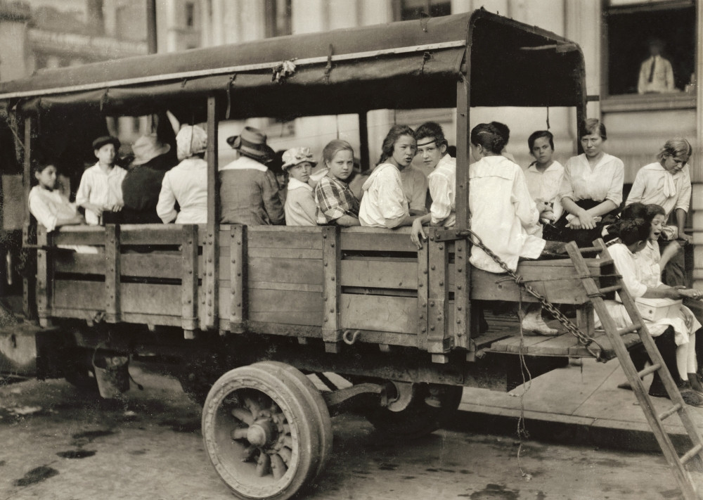 Tobacco Pickers, 1917. /Ntruck Load Of Young Tobacco Workers In Front Of  The Post Office Square