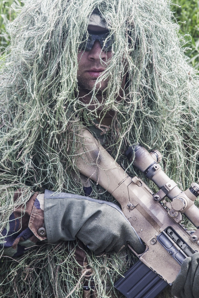 Navy Seal sniper with rifle in action. Poster Print by Oleg