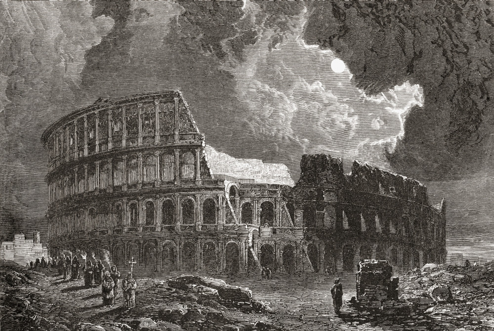 The Colosseum, Rome, Italy By Moonlight, In The Late 19th Century