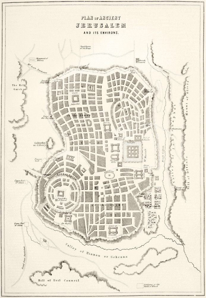 Plan Of Ancient Jerusalem As It Was Presumed To Be At The Time Of Jesus  Christ.