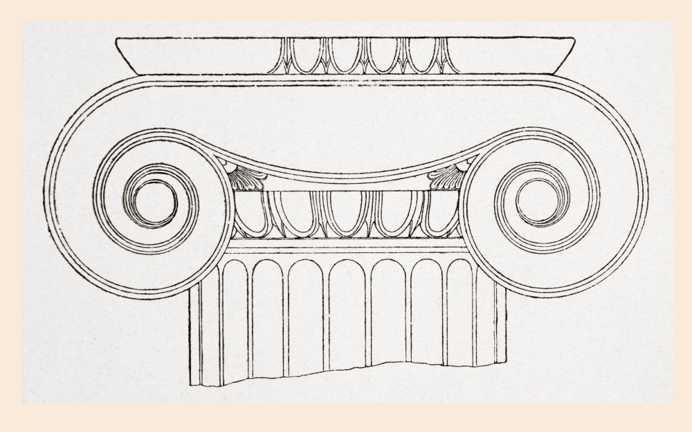 Detail Of The Volutes Of The Capital On An Ionic Order Column At The ...