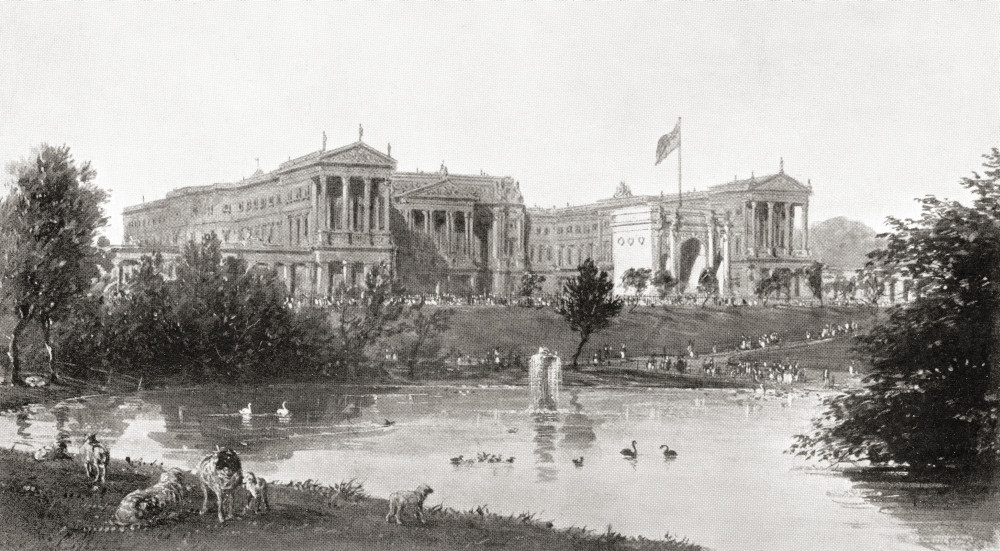 View Of Buckingham Palace From St James's Park With The Marble