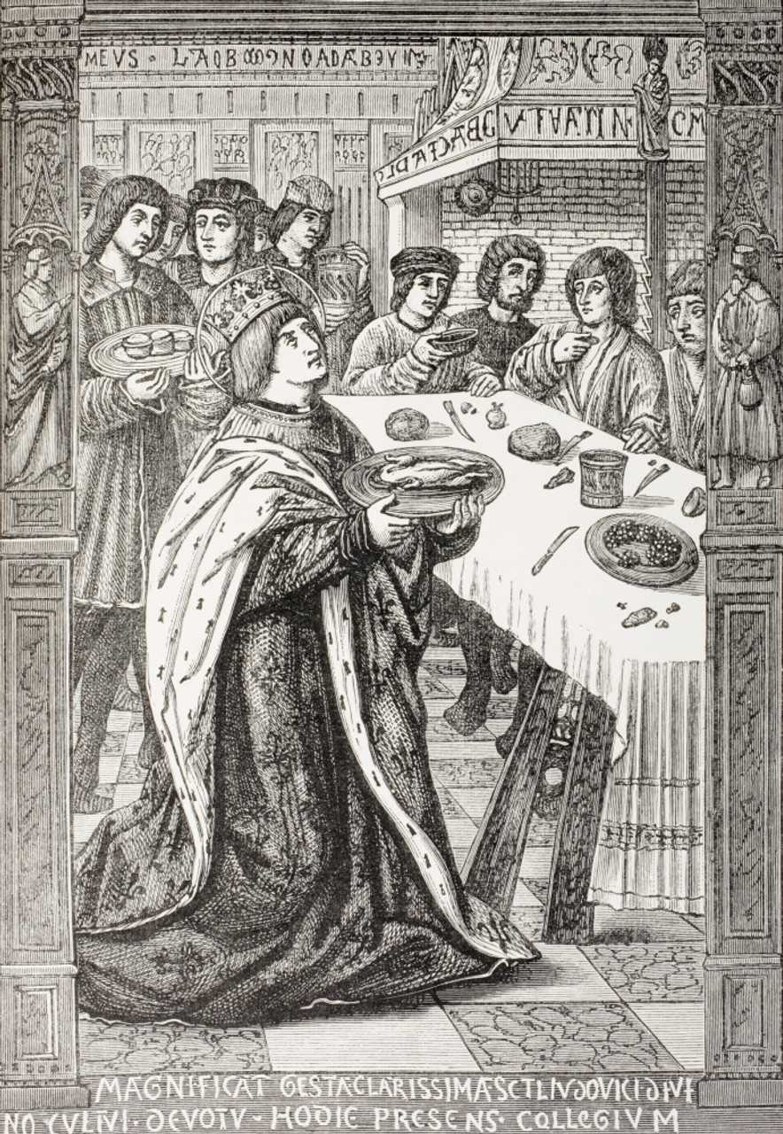 St Louis King Louis Ix Of France 1214 - 1270 Serving A Meal To The Poor  After A 16Th Century Miniature From Military And Religious Life In The  Middle