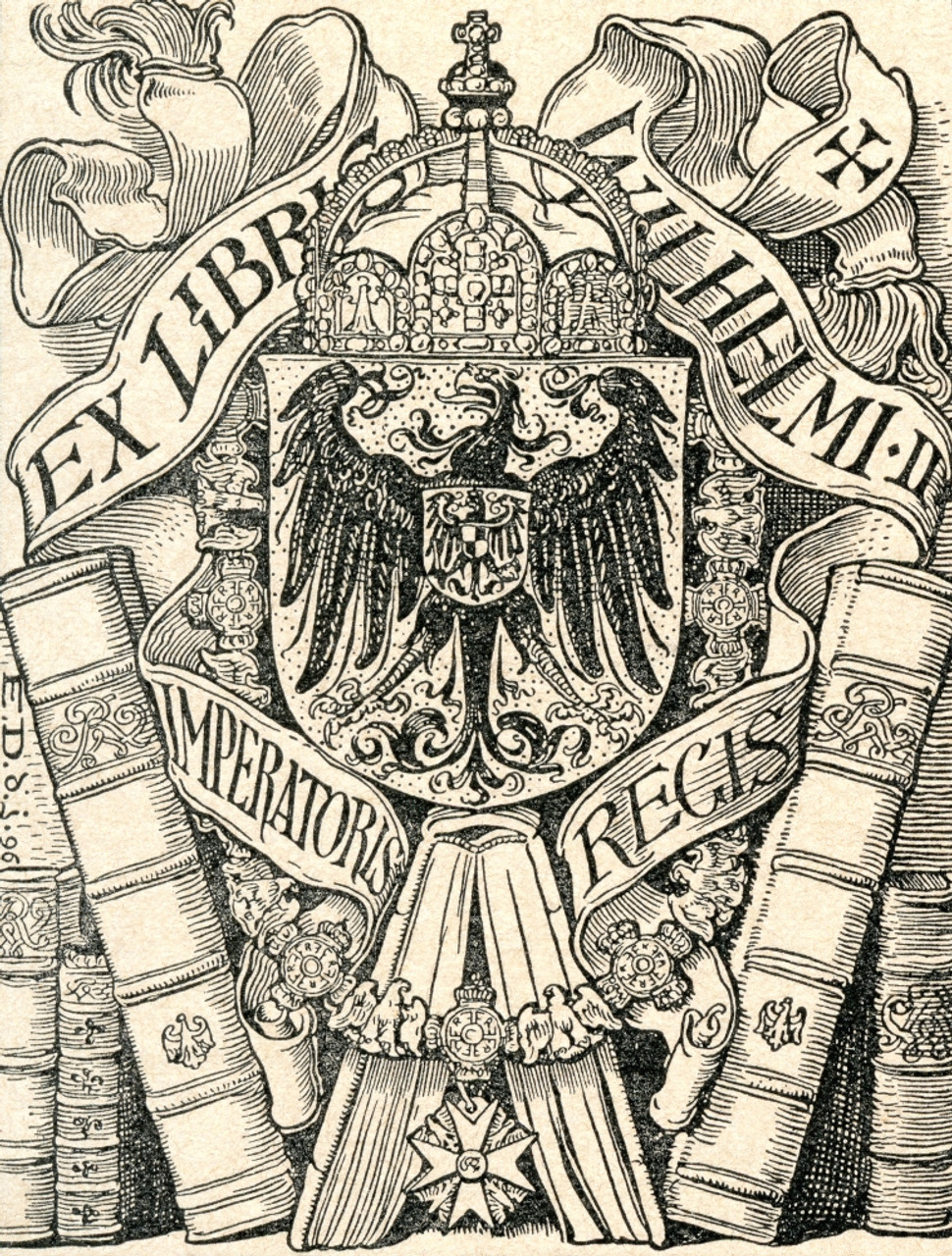 A Bookplate Aka Ex Libris Stamp From The Library Of German Emperor Willhelm Ii Drawn By A Bookplate Aka Ex Libris Stamp From The Library Of German Emperor Willhelm Ii Drawn By
