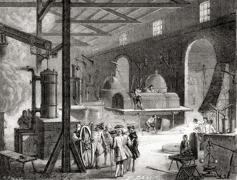 steam engine drawing industrial revolution