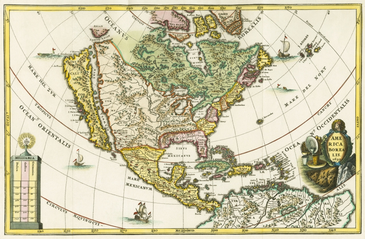 America Borealis Map North America Showing California Island Heinrich  Scherer's Geographia Hierarchica One A Seven Volume Set Called Atlas Novus  First 