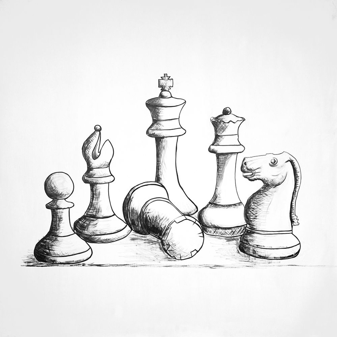 Chess Board Sketch Digital Art. for Home or Office. Downloadable - Etsy