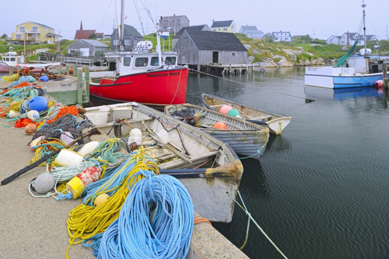 Canada, Nova Scotia, Peggy's Cove. Fishing gear and harbor. Poster Print by  Jaynes Gallery - Item # VARPDDCN07BJY0034 - Posterazzi