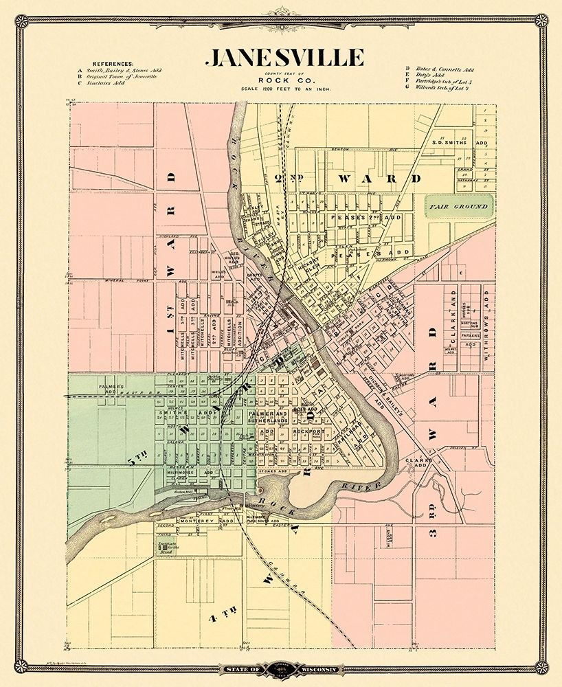 Janesville Wisconsin Landowner - Snyder 1878 Poster Print by Snyder ...