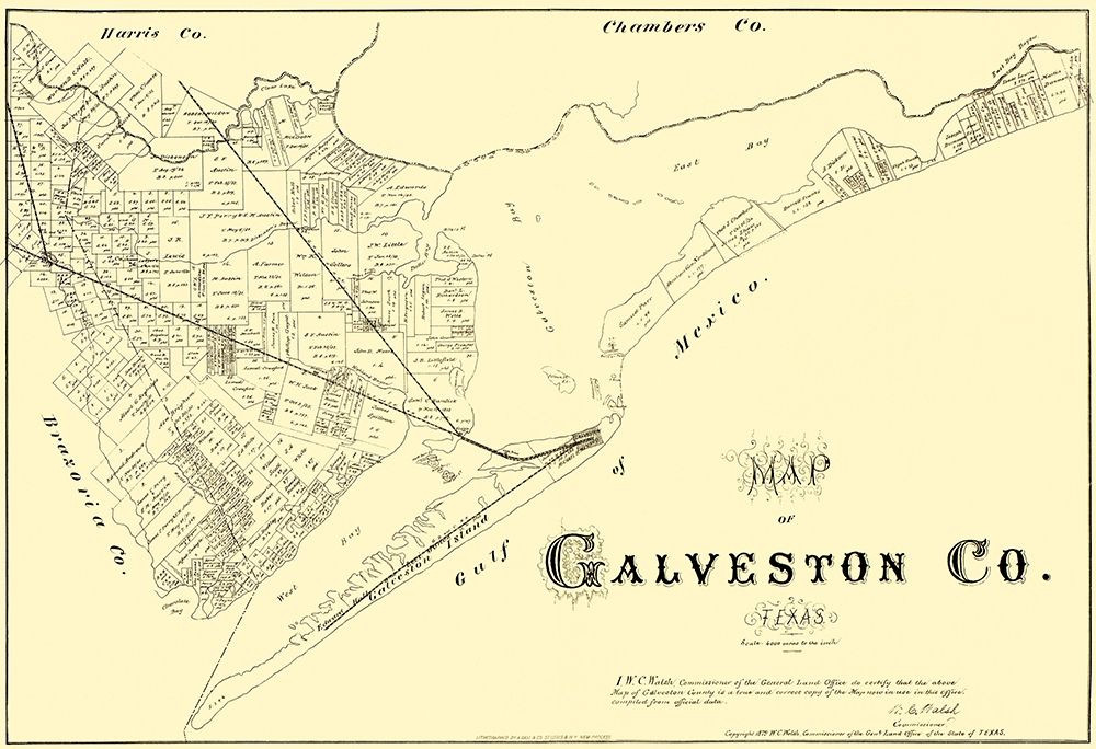 Galveston Texas Land Office 1879 Poster Print by Land Office Land