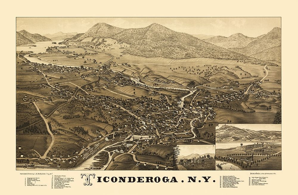 Ticonderoga City New York Beck 1884 Poster Print by Beck Beck