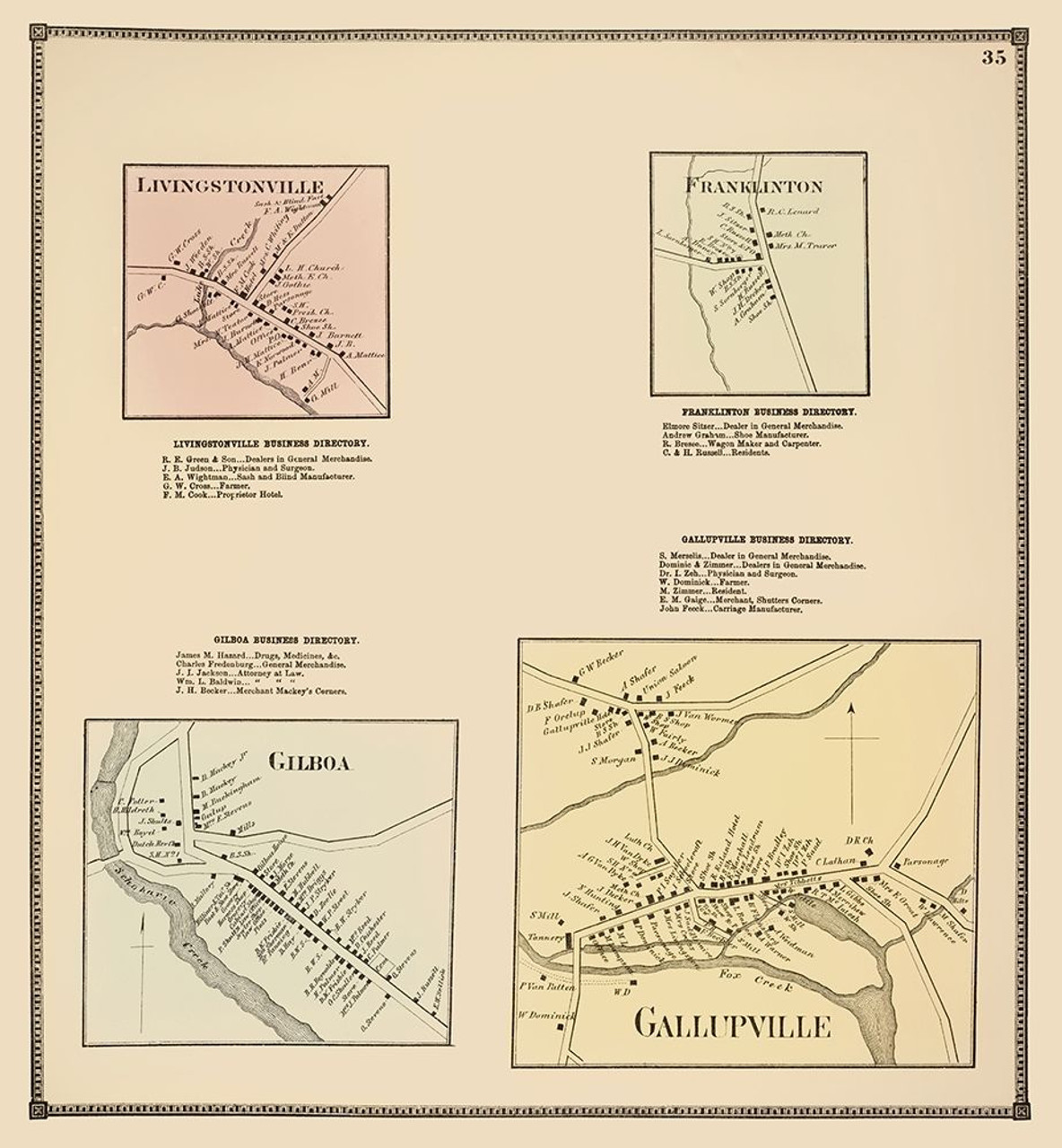 Gallupville New York Landowner Beers 1866 Poster Print by Beers Beers