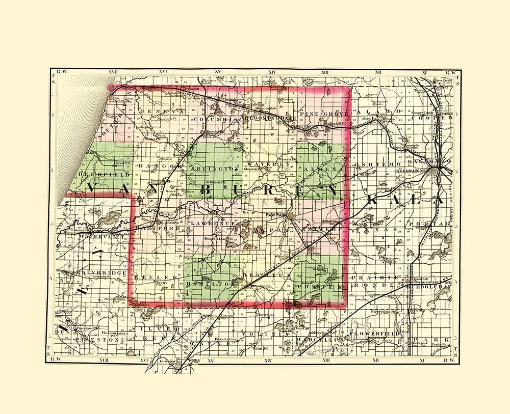 Van Buren Michigan Walling 1873 Poster Print by Walling Walling