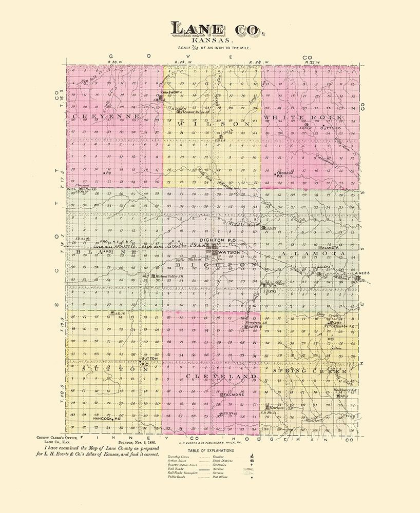 Lane Kansas Everts 1887 Poster Print by Everts Everts KSLA0004