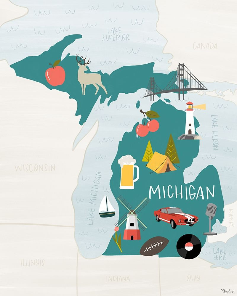 Michigan Icons 2 Poster Print by Gigi Louise # KBRC136D2 Posterazzi