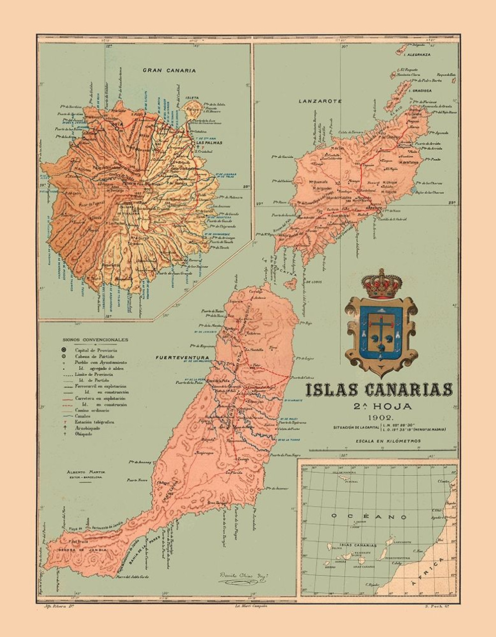 Canary Islands 1902 Africa Spain Martine 1904 Poster Print By Martine