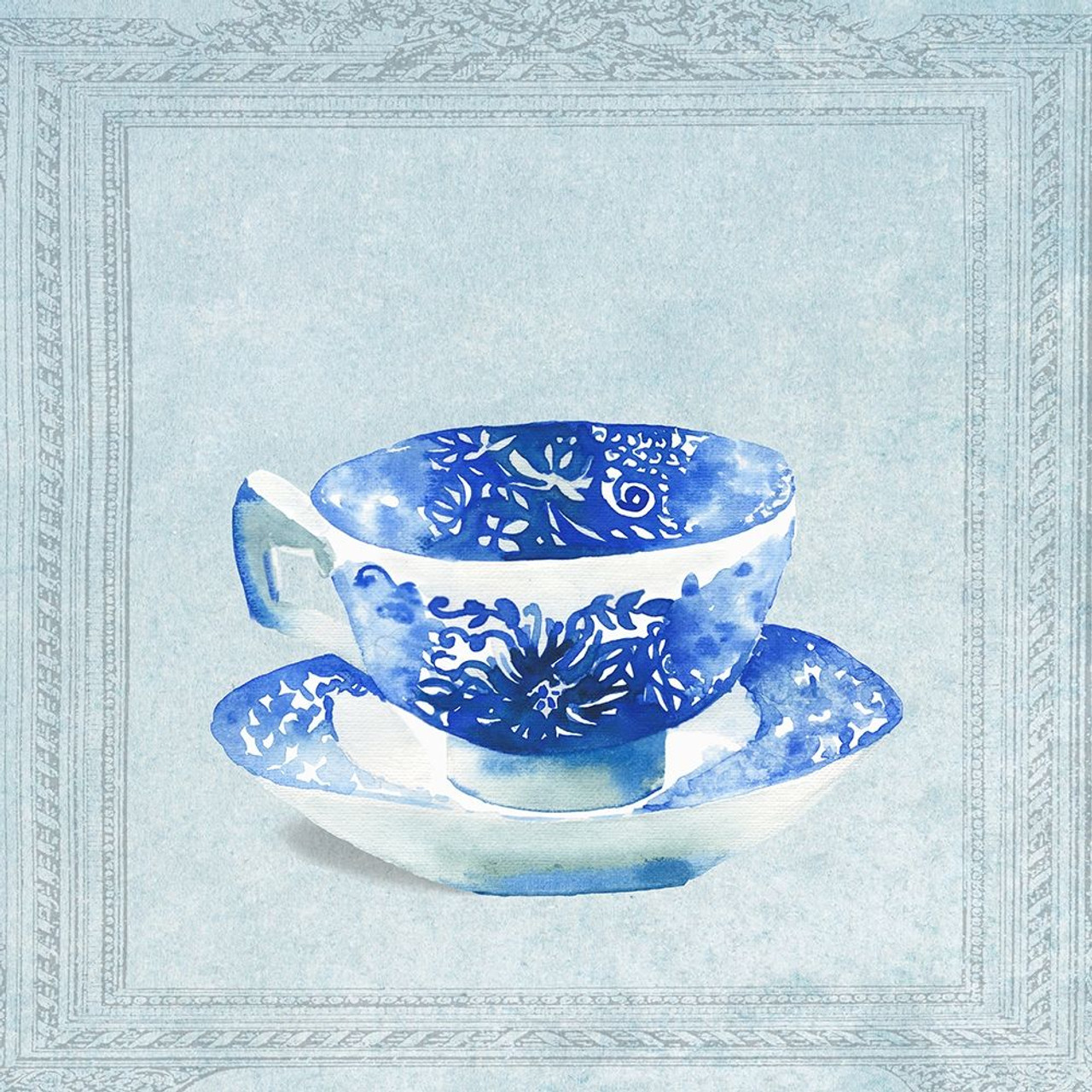 Pretty Blue Coffee Cups Poster